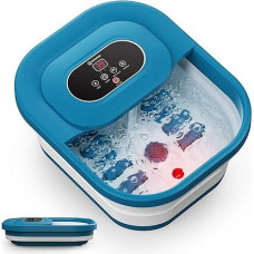 COMFIER Foot bubble bath with massage and heating function, foldable foot massager, vibration and bubble function, timer, pedicure pumice, 35°C - 48°C, foot bath with 8 shiatsu rollers (black)