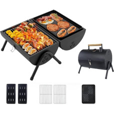 Nerūdijančio plieno dvipusė kepsninė su dvipusės kepsninės funkcija, lengva, kompaktiška, sulankstoma, nešiojamoji kepsninė, idealiai tinkanti stovyklavimui, festivaliams