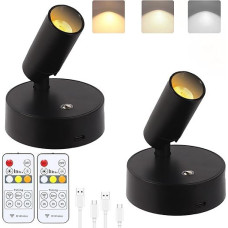 Wireless LED Headlight Indoor with Remote Control, Picture Light with Rechargeable Battery, Uplighting Indoor with Timer, Dimmable, Spot Lights, Interior Lighting, Accent Up Light for Plant, Picture