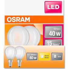 OSRAM LED Star Classic P40 LED Light Bulb for E14 Socket, Teardrop Shape, GL FR, 470 Lumens, Warm White (2700K), Replacement for Conventional 40W Incandescent Bulbs, Non-Dimmable, Pack of 6, White