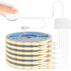 Lichaser USB COB LED Strip 0.7 m, 6 Rolls 5 V LED for Acoustic Panels Warm White Touch Sensitive Dimmer Switch, COB Strip for Acoustic Panels Lighting, Cabinet, Kitchen, Wall Panels, Shelf