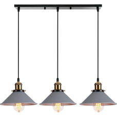 PETITES ECREVISSES Pendant Light 3-Bulb Vintage Pendant Light E27 Retro Pendant Lamp Industrial Metal Lampshade 22 cm Ceiling Light Design for Kitchen Living Room Dining Room (Grey)