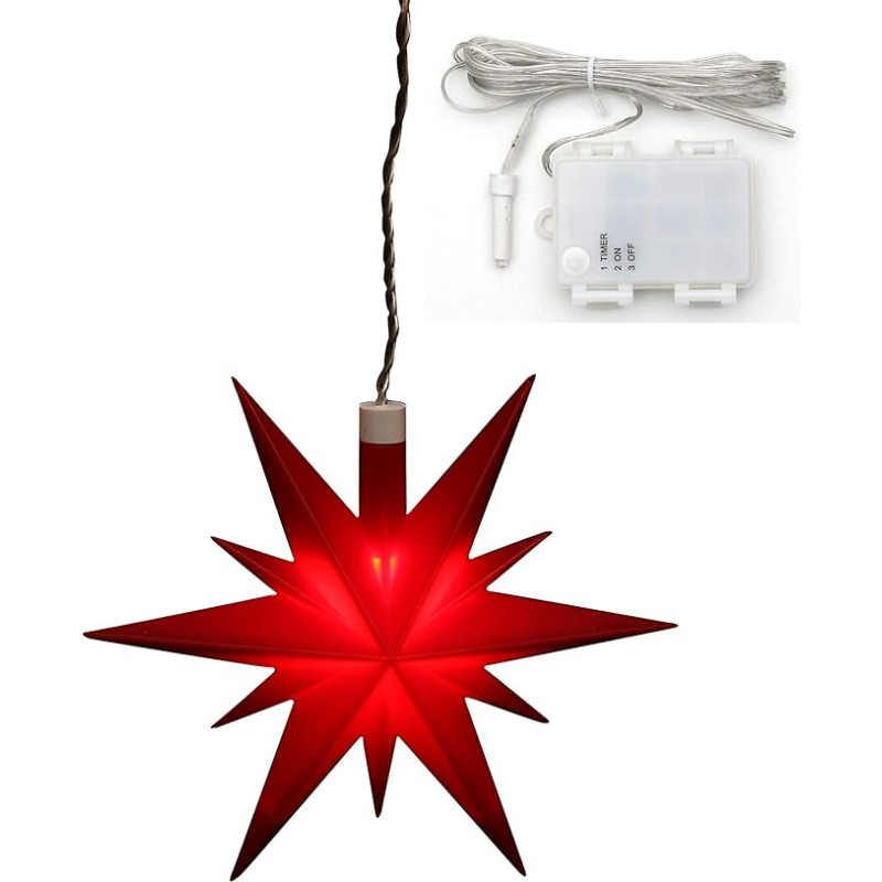 Dekohelden24 Set of 3 Plastic Christmas Stars for Indoor and Outdoor Use Colour and operation mode can be selected via drop down menu.