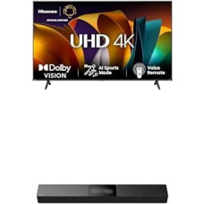 Hisense Bundle 55E6NT 139 cm (55 Inch) TV, 4K UHD Smart TV, HDR, Dolby Vision, 60Hz [2024] HS2000 2.1 Channel Soundbar, Integrated Subwoofer, 240W, Dolby Audio, Bluetooth, HDMI ARC