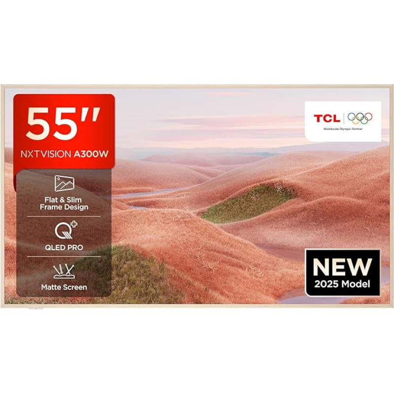 TCL NXTVISION A300W 55 colių QLED PRO 4K Ultra HD televizorius, 4K HDR PRO, matinis ekranas, 