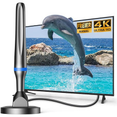 DVBT2 Antenna - Digital Indoor Antenna for TV - DVBT2 Antenna with Amplifier Indoor with Amplifier Indoor 360 Degree Reception - With Magnetic Base, Supports 4K HD Channels (Blue)