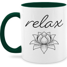 Mug 325 ml – Statement – Relax Lotus Flower – 325 ml – Petrol Green – Statement Mug Statements Lotus Coffee Cups Sayings Coffee Cup with