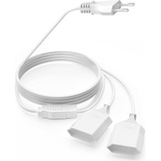 Flat Extension Cable, 8 m Power Cable Extension, 2 in 1 Type C Power Plug Flat, Euro Plug to Double Type C Euro Socket, 0.75 mm² Power Cable 2.5 A/250 V for PC Lamps Phone White