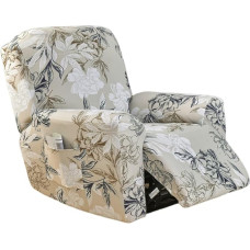 EBETA Fotelio užvalkalai Atsipalaidavimo kėdės užvalkalas, 4 dalių elastingas kėdės užvalkalas, elastingas fotelio užvalkalas su kišenėmis televizoriaus kėdei, šezlongui, foteliui (gėlė)