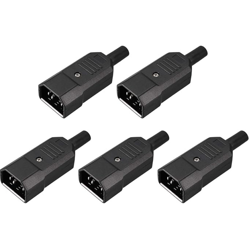 sourcing map Pack of 5 AC250V 10A 3Terminals Panel Mount IEC320 C14 Socket Adapter