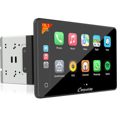 Carpuride YT101S Double DIN Car Radio - Wireless CarPlay and Android Car with Rear View Camera, 10.1 Inch HD Touch Screen, GPS Navigation, Mirror Link, Bluetooth Music, USB, FM, SWC