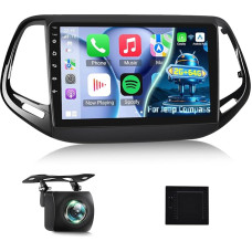 2+64G Car Radio for Jeep Compass 2017-2021 - Wireless Carplay & Android Car - 10.1 Inch Android 13 Radio - WiFi EQ GPS Mirror Link FM RDS + AHD Rear View Camera