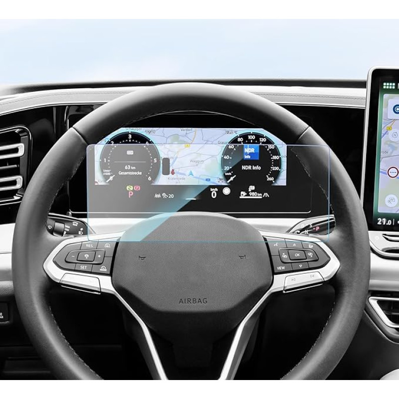 SKTU ekrano apsauga VW Tiguan 3 2024 2025 prietaisų skydelio skaitmeninio prietaisų skydelio ekrano apsauga grūdintas stiklas atsparus įbrėžimams 10,25 colio