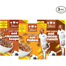 3Bears Cereals Set - 3 Varieties of Cereals with Oats, Cinnamon & Cocoa - Vegan, No Industrial Sugar & Additives - Fibre & Protein Source - Developed with Harry Kane