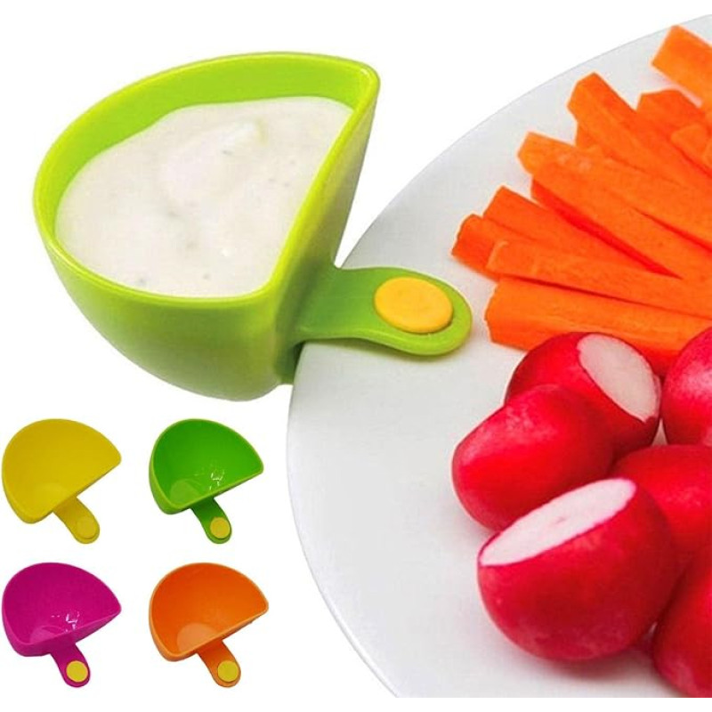 Sauce Clips Plate Holder Sauce Gripper Dip Holder Mini Condiment Dip Container Bowl for Plate Kitchen Condiment Dip Gadgets for Ketchup Dinner BBQ 4 Pack