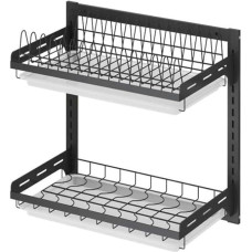 Punch Free Geschirrtrockner zur Wandmontage, Edelstahl, 2 Etagen, mit Abtropffläche für die Küche