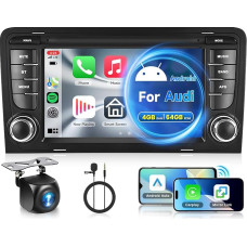 8 Core 4G + 64G Android Car Radio for Audi A3 2003-2012 / S3 2006-2012 / RS3 2011-2012 with Wireless Carplay Android Car, Hodozzy 7 Inch Touchscreen with Navigation WiFi Bluetooth FM/RDS DSP SWC +