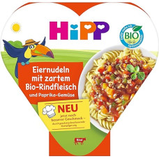 HiPP Organic Egg Noodles with Delicate Organic Beef and Peppers Vegetables (6 x 250 g), Menu