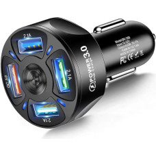 HORJOR USB Car Charger Cigarette Lighter Quick Charger Adapter Ports USB Compatible with iPhone, Samsung, Galaxy, iPad, Huawei, Xiaomi (4 Ports)