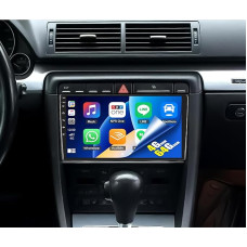 4G + 64G CAMECHO Android 13 automobilinis radijas Audi A4 S4 RS4 2002-2008 su belaidžiu Carplay Android automobiliui, 9 colių ekranas Radijas su dvigubu DIN ekranu, GPS navigacija, WiFi Bluetooth FM/RDS + AHD galinio vaizdo kamera