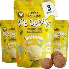 Star Candies Freeze Dried Banana Ice Balls | Freeze Dried Candy | Space and Astronaut Snack | Camping, Party Food | Birthday or Party (Pack of 3)
