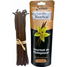 BELLEVANILLE Pack of 20 premium bourbon vanilla pods (15-17 cm) from Madagascar, perfect for baking, cooking and desserts - resealable zip bag (15 pods)