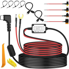 XMSJSIY Dash Cam Hardwire Kit USB Type-C Adapter Micro USB/Mini USB Hardwire Kit Car Dash Cam Charger Power Cord 12V-24V to 5V with 4 Fuse Tap Cable and Tool for GPS Navigator Radar Detector - 3.5 m