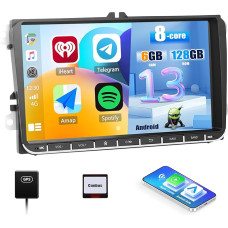 6+128G CAMECHO 9 colių navigacijos automobilinis radijas Golf 5 6 VW Polo Touran Tiguan Passat B6 B7 Seat Skoda, Android 13 Wireless Carplay Android automobilinis Bluetooth radijas su WiFi GPS FM/RDS + Canbus HD IPS
