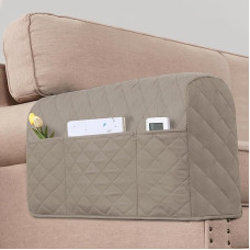 2 pakuotės neperšlampami porankių užvalkalai kėdėms ir sofoms - sofos porankių užvalkalai su 3 kišenėmis mobiliajam telefonui - sofos porankių apsauga naminiams gyvūnams ir katėms (chaki)