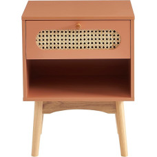 BAÏTA Sixtine Terracotta and Rattan Weave Bedside Table