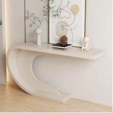 Console Table, Abstract Art Deco Style Hallway Table Alloy with 1-Piece Rectangular Top Modern Entrance Table Scratch-Resistant Console Sofa Table, White, 120 x 29.8 x 75 cm (