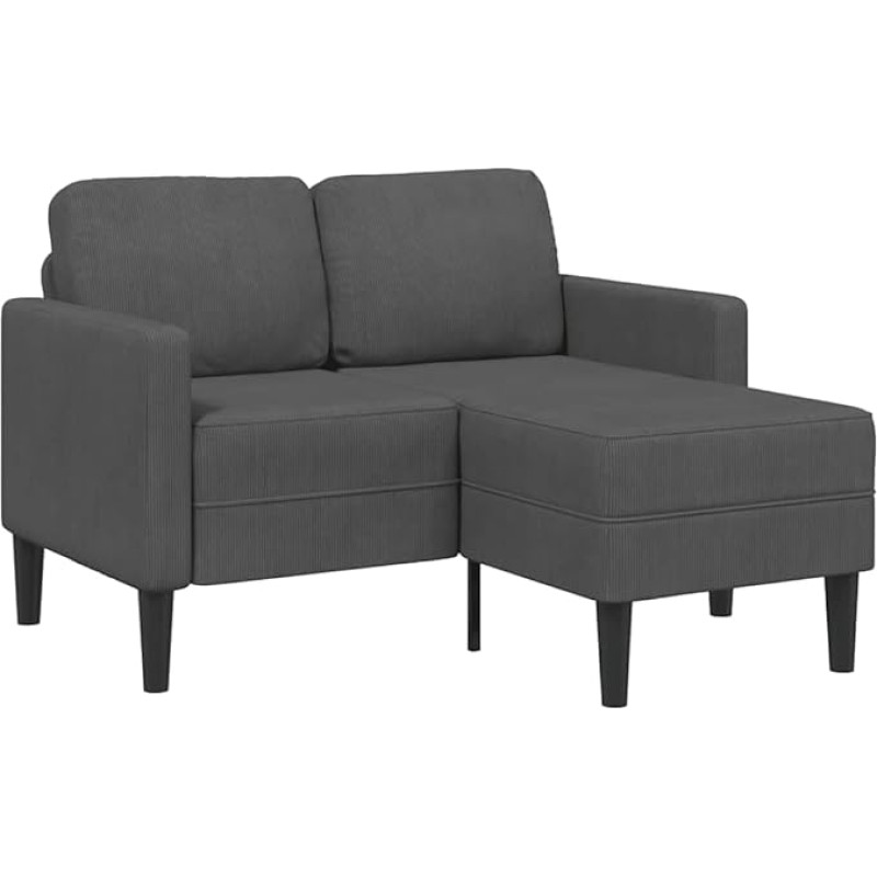 vidaXL 2 vietų L formos sofa su šezlongu L formos tamsiai pilka 125 cm lininė 2 vietų sofa miegamajam Dviejų vietų L formos sofa