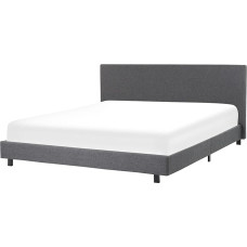 Beliani Albi Modern Upholstered Bed Linen Look Grey 180 x 200 cm Fabric Bed Frame