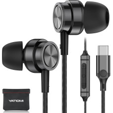 USB C Kopfhörer, In-Ear Kopfhörer mit Kabel USB C for Samsung Galaxy S25 Ultra S23 S22 FE A56 A56 A16 Tablet, Ohrhörer mit Mikrofon Stereo Kopfhörer USB-c Anschluss für iPhone16 15, ipad und etc.