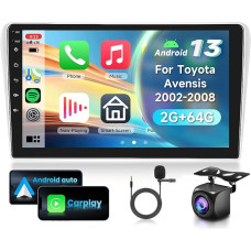 2G & 64G VECHTEL 9 Inch Car Radio for Toyota Avensis T25 2002-2008 with Carplay Android Car Wireless, Android 15, Touchscreen Bluetooth HiFi/RDS/FM Radio, WiFi Navi/AHD Reversing Camera