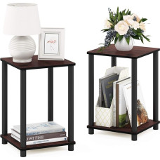 Furinno 2-99800RDC Turn-N-Tube End Table Corner Shelves, Set of 2, Dark Cherry/Black
