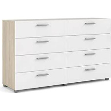 Dviguba komoda Ąžuolo ir blizgios baltos spalvos 140 x 82,9 x 40,35 cm