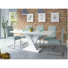 Sellon24® Dining Table White High Gloss Extendable 120-170 cm Dining Room Table for 4-6 People with Synchronous Extension - 120 x 76 x 80 cm (W x H x D) - Extendable Dining Room Dixon
