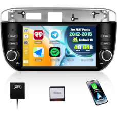 [4+64G] SIXWIN Android 13 Autoradio mit CarPlay/Android Auto/Mirror Link für FIAT Punto 2012-2016,7 Zoll HD Touchscreen Unterstützt WiFi GPS Bluetooth 5.0 FM/RDS 32EQ