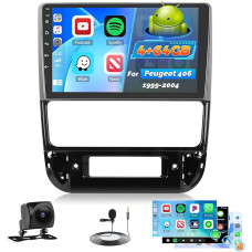 Roinvou 4+64G Autoradio Android für Peugeot 406 1999-2004 Wireless Carplay Android Auto, jutiklinis ekranas Radijas 9 Zoll Bildschirm WiFi GPS Bluetooth 32EQ FM/RDS SWC Rückfahrkamera