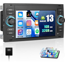 [1+32G] SIXWIN Android 13 Autoradio per Ford C-Max/Galaxy/Connect/Fiesta/S-Max,7 Zoll HD Touchscreen Schermo Navigatore Con Mirror Link WiFi RDS FM USB Bluetooth Comandi al Volante