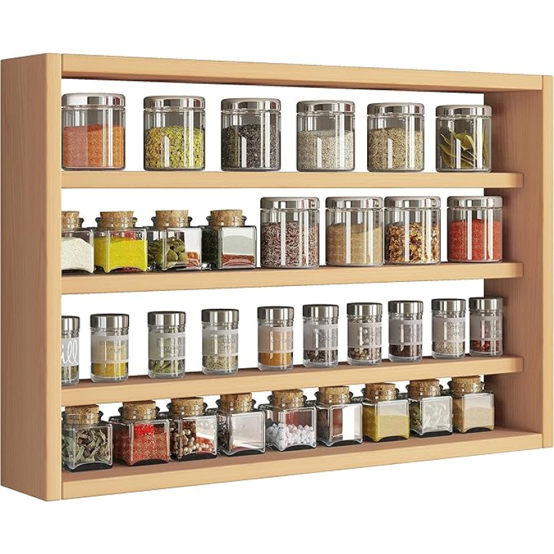 VCM Esaldi M Medinė pakabinama virtuvės lentyna Apytiksliai matmenys H 40 x W 60 x D 10 cm Kabanti lentyna su keturiais skyriais Sieninė lentyna Prieskonių stovas Virtuvės baldai