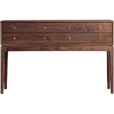 Konsolinis stalas, juodas riešutmedžio įėjimo stalas, vidurio amžiaus modernus stalas su 4 stalčiais, šoninis stalas, sofos stalas, skirtas svetainei, įėjimo zonai ir miegamajam, prieškambario stalas (didelis)