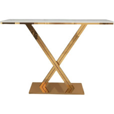 OHKITA Side Tables Long Sofa Table Marble Console Table 2 Tier Entryway Table for Entryway Hallway Sofa Living Room 31.4 Inches