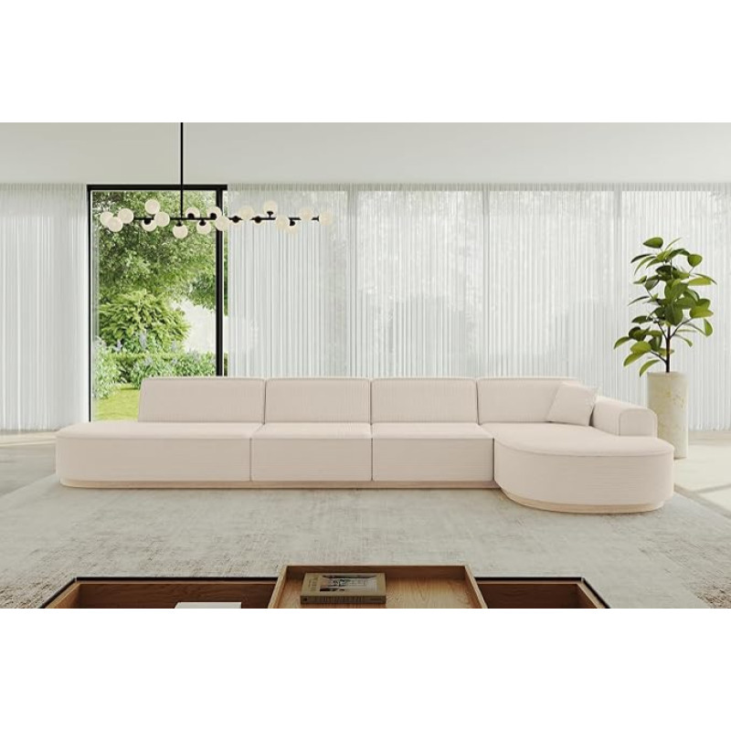 ALTDECOR MARI-L3-406 x 165 x 78 cm kampinė L formos sofa smėlio spalvos