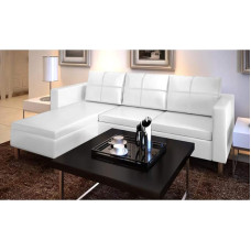 Willood Modular Sofa 3-Seater Faux Leather Corner Sofa 3-Seater Lounge Sofa Corner Couch Living Landscape White