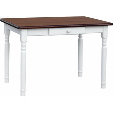 k koma Dining Table Kitchen Table Solid Pine White with Drawer - Table Top in Colour Nut (60 x 110 cm)