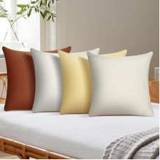 Comfy-co Set mit 4 Kissenbezügen, 45,7 x 45,7 cm, Kissenbezüge für Terrasse, Wohnzimmer, Bett, Outdoor, Bauernhaus, Heimdekoration, dekorative Kissenbezüge für Couch, Überwurf-Kissenbezüge, Braun /