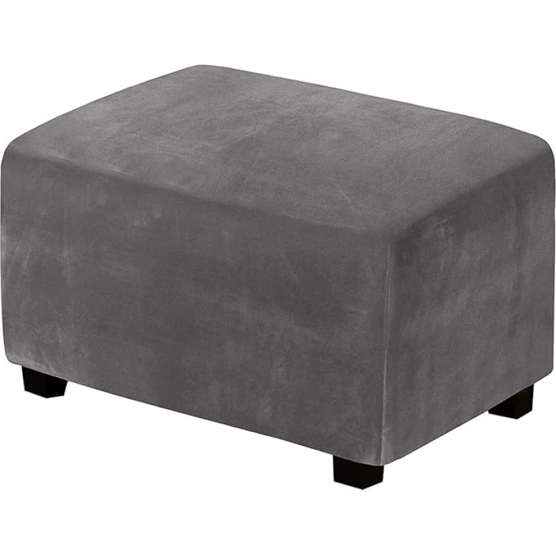 Velvet Plush 1 dalis Stretch Stool Cover Stačiakampio formos taburetės Osmanų apsauginis dangtelis Kojų atramos apsauginis dangtelis su elastinga baze Skalbiamas Super minkštas universalus dangtelis (pilka, X-Large)