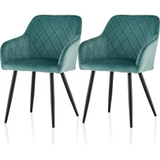 TUKAILAI Valgomojo kėdės 2 aksominių virtuvės kėdžių komplektas Minkšta svetainės kėdė Svetainės kėdė Kėdė su porankiais Atlošas Metalinės kojos Virtuvės valgomasis Svetainės poilsio kambarys Turquoise